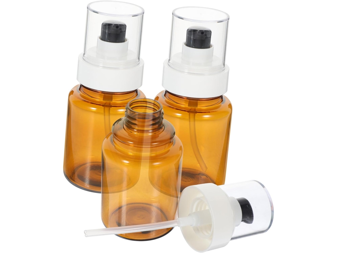 Conjunto De 3 Frascos Vazios Com Bomba Dosadora Para Óleos Essenciais - Frascos Cosméticos Práticos