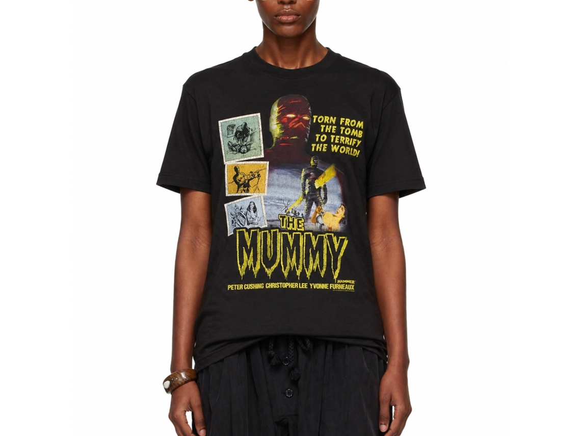 Rockinstone Horror Movies Mummy With Photographs Black Adult T-shirt Size:s