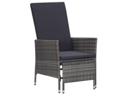 Cadeira De Jardim Reclinável Com Almofadões Vime Pe Cinza Dkd Home Decor