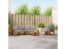 Vidaxl Conjunto De Sofás Para Exterior 7 Unid. Cinza Natural E Claro