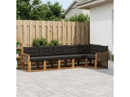 Vidaxl Conjunto De Sofás Para Exterior 6 Pcs Natural E Preto