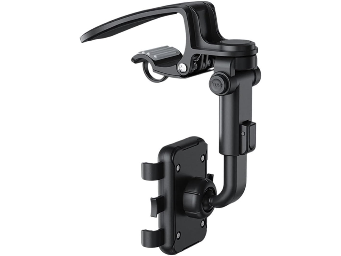 Suporte para celular para painel de carro em ABS preto com clipe antiderrapante