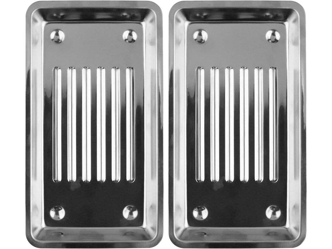 2 Bandejas De Aço Inoxidável Para Ferramentas De Nail Art - Recipiente