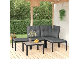 Conjunto Lounge Jardim Vime Pe Preto/cinzento 5 Pcs Dkd Home Decor