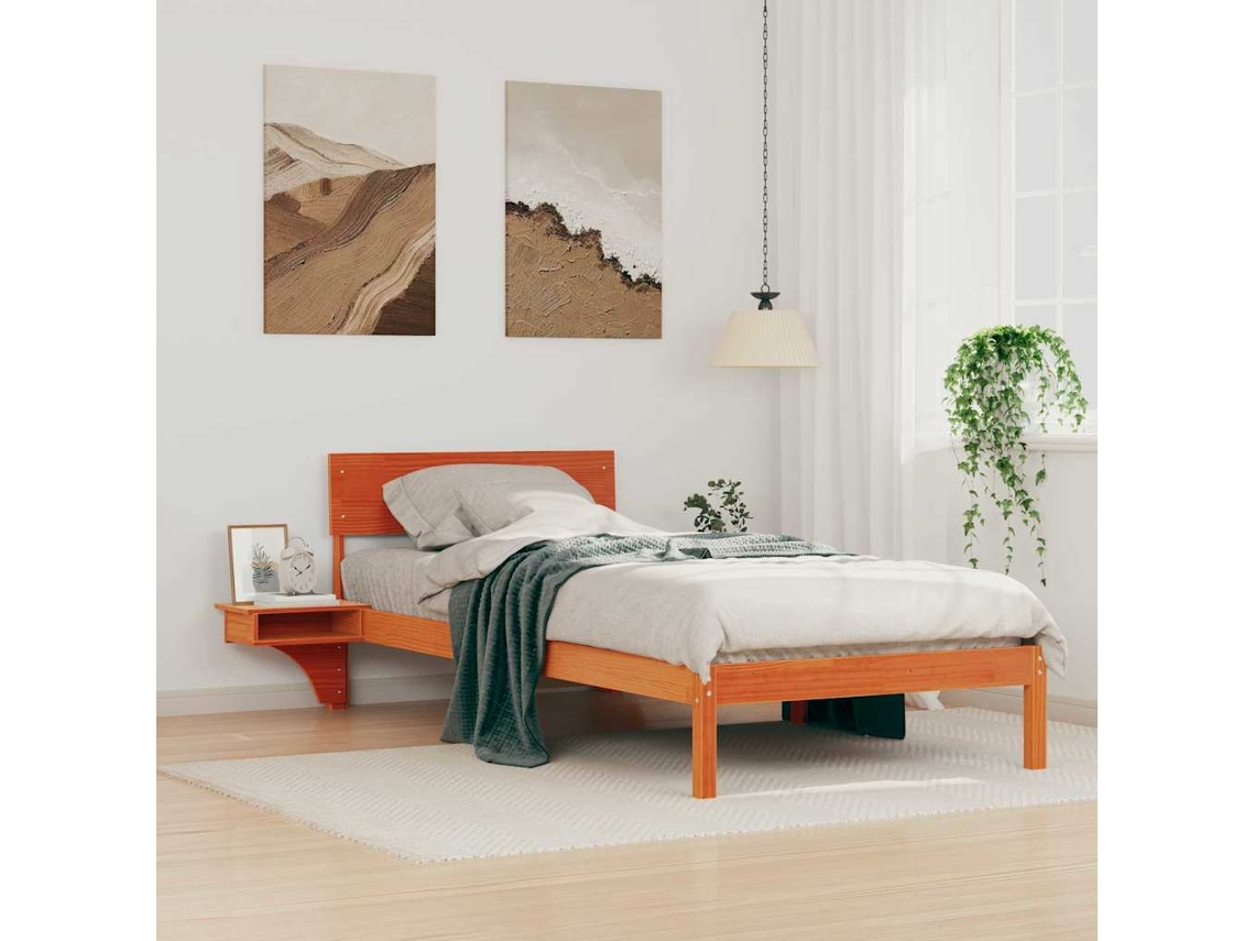 Vidaxl Estrutura da Cama com Cabeceira Marrom Cera 90 X 200 Cm
