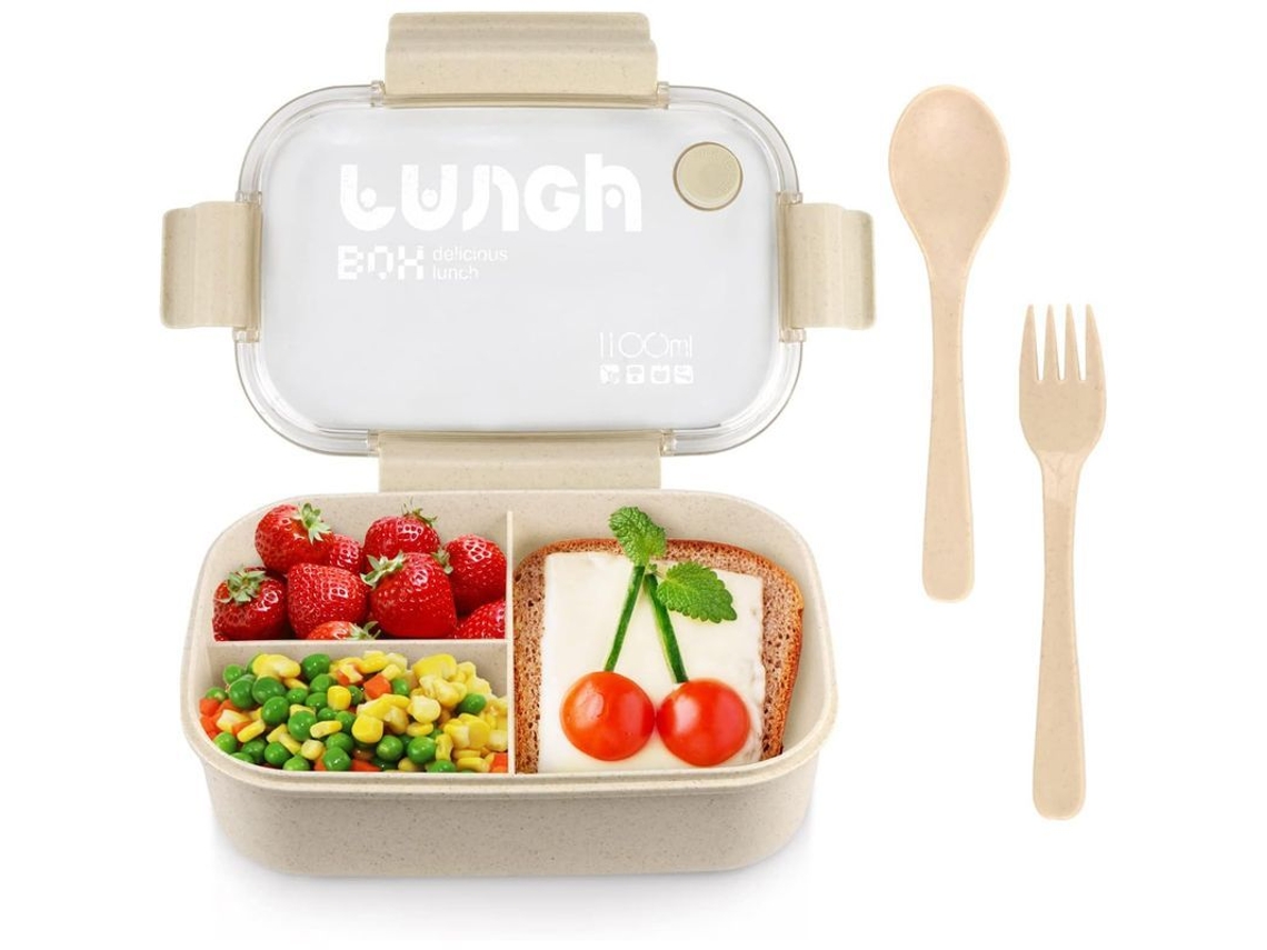 Caixa de Almoço Bento com Utensílios Reutilizáveis, Sem Bpa, Microondas