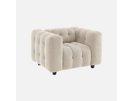 Poltrona Em Tecido Boucle Texturado, 1 Lugar, Beige Sweeek