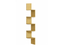 Estante De Canto Relaxdays, Axlxp 125 X 20 X 20 Cm, 5 Prateleiras, Mdf, Design Ziguezague, Suspensa, Natural