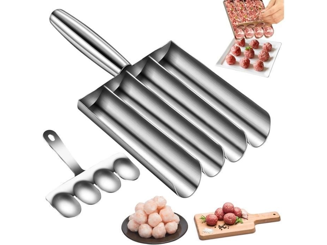 Forma Para Almôndegas Em Aço Inoxidável, Manual, Ergonômica, Fácil De Limpar, Durável