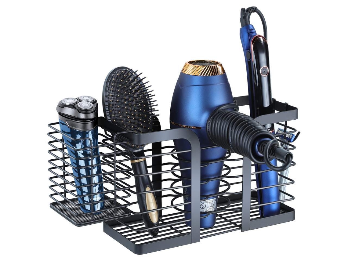 Suporte Para Secador De Cabelo - Organizador Cabelo, Modelador Cachos E Escova Preto