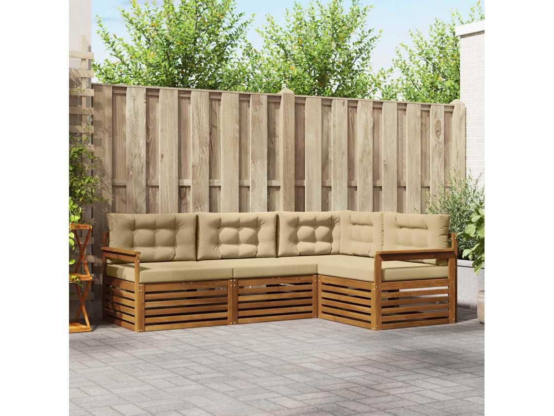 Vidaxl Conjunto De Sofás Para Exterior 4 Pcs Natural E Bege