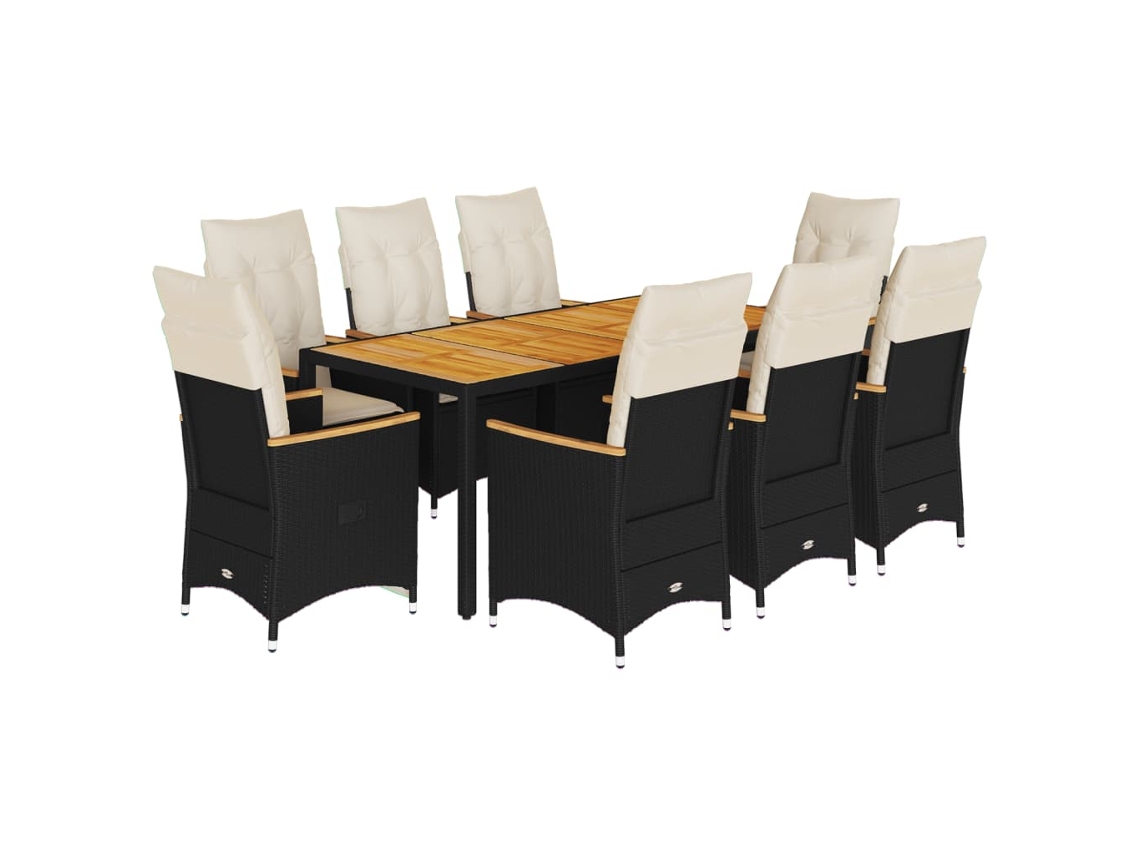 Garden Dining Set, Garden Dining Sets Vidaxl Preto Rattan / Vime (190 X 90 X 75 Cm)