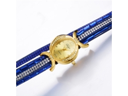 Relógio Pulseira Feminino de Quartzo com Strass Brilhante para Vestir Royal Blue