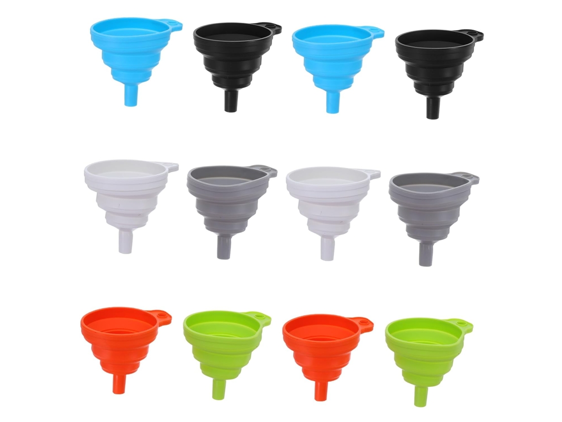 Conjunto De 12 Mini Funis Silicone, Dobráveis E Extensíveis