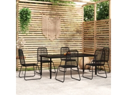 7 Pcs Conjunto De Jantar Para Jardim Preto Dkd Home Decor