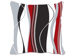 Capinha De Almofada De Linho Com Listras Onduladas Verticais 45x45 Cm - Vermelho/preto/branco/cinza - Sala, Sofá, Escritório
