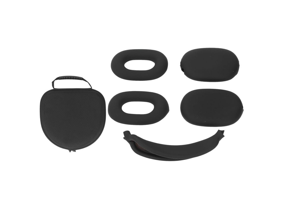 Estuche Duro para Fones de Ouvido com Capas de Silicone e Diadema, Preto
