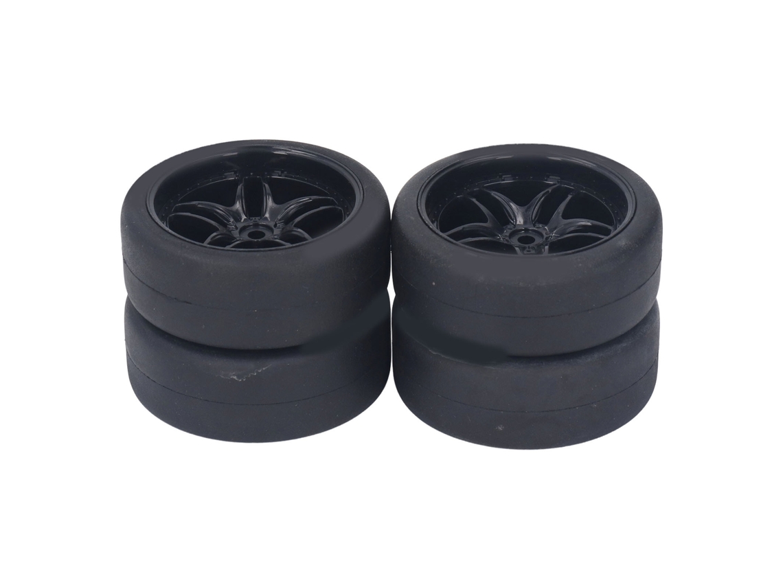 4 Pneus De Rc Com Amortecimento Forte Resistente Ao Desgaste Para Carros Rc 1/10 Tamiya Tt01 Tt02 Xv01 94122 Preto