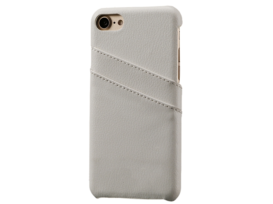 Capa de Couro Branco para iPhone 7 Plus com Proteção de Cartão EOOCOO
