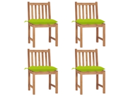 Cadeiras De Jardim C/ Almofadões 4 Pcs Madeira De Teca Maciça Dkd Home Decor