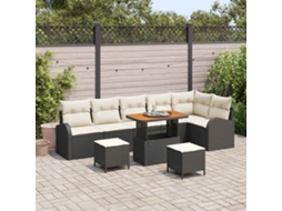 Vidaxl Conjunto De Sofá De Jardim 9 Unid. Preto Vime Pe