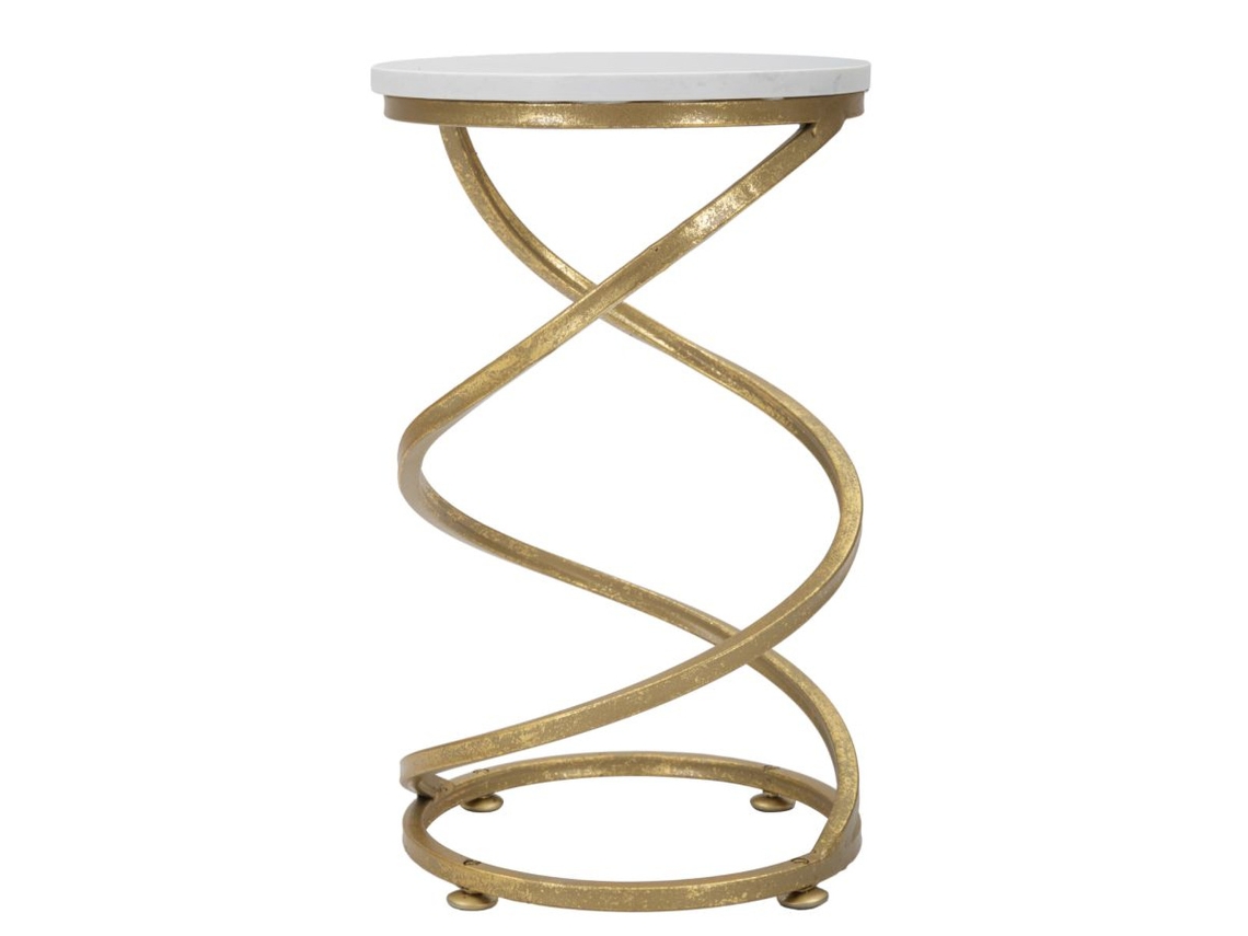 Mesa De Centro Mf533, Mármore, Ouro, 27,5x27,5x47,5 Cm, Epikasa