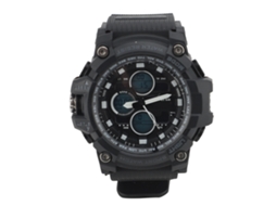 Reloj Digital Deportivo Impermeable Con Correa Tpu Y Luz Led 3 Zonas Horarias Negro