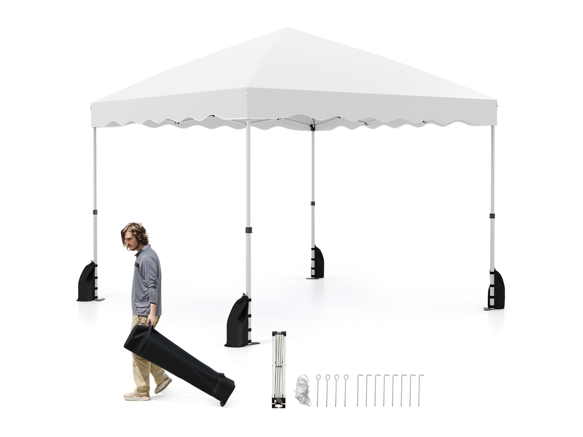 Tenda Dobrável COSTWAY com pernas retas 3x3m, tecido Oxford branco