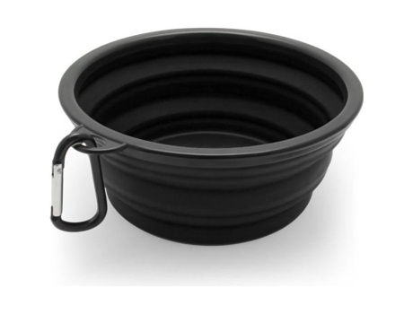 Tigela de Silicone Preta Dobrável para Cães IGADGITZ Tigela de Água para Viagem Comida de Água