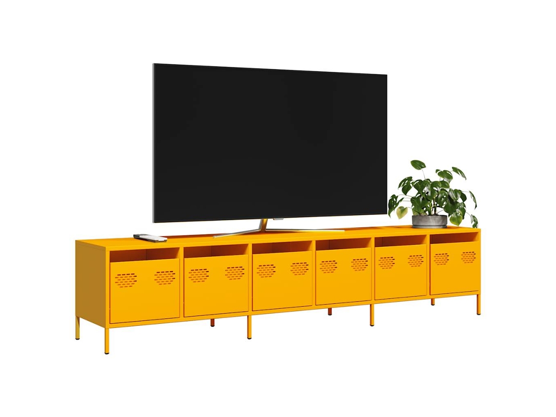 Vidaxl Móvel De Tv 202x39x43,5 Cm Aço Laminado A Frio Amarelo Mostarda
