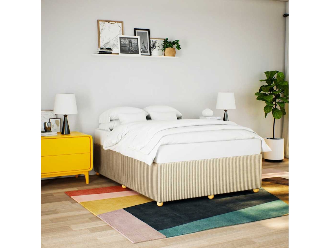 Vidaxl Estrutura De Cama Sem Colchão 140x200 Cm Tecido Cor Creme