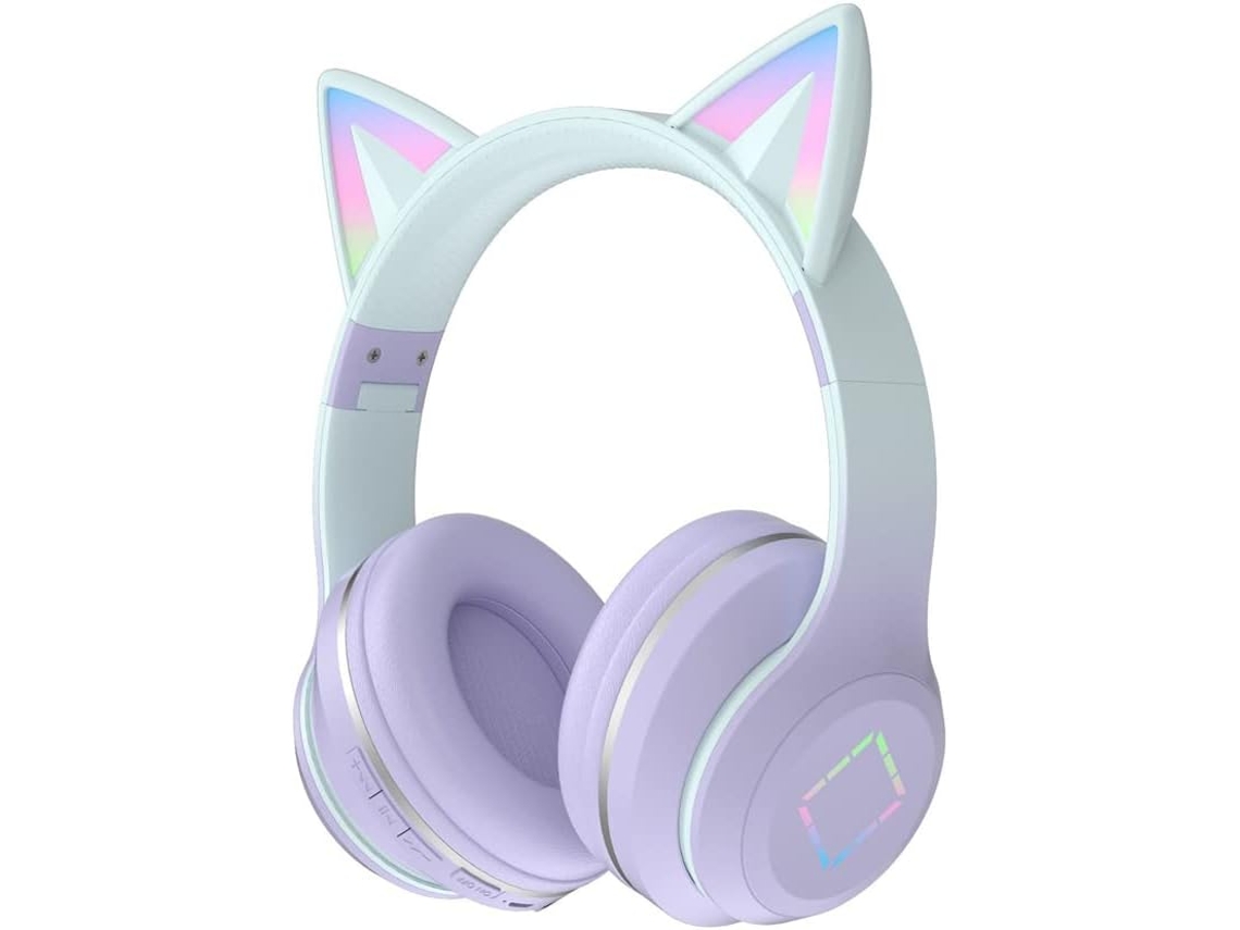 Fones De Ouvido Bluetooth Sobre A Orelha, Fones De Ouvido Com Orelha De Gato, Fone De Ouvido Com Luz Led Para Orelha De Gato, Bluetooth Dobrável, Fo