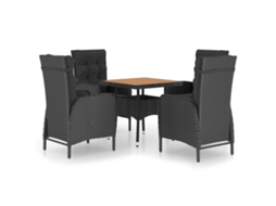 Garden Dining Set, Garden Dining Sets Vidaxl Preto Rattan / Vime (n/a)