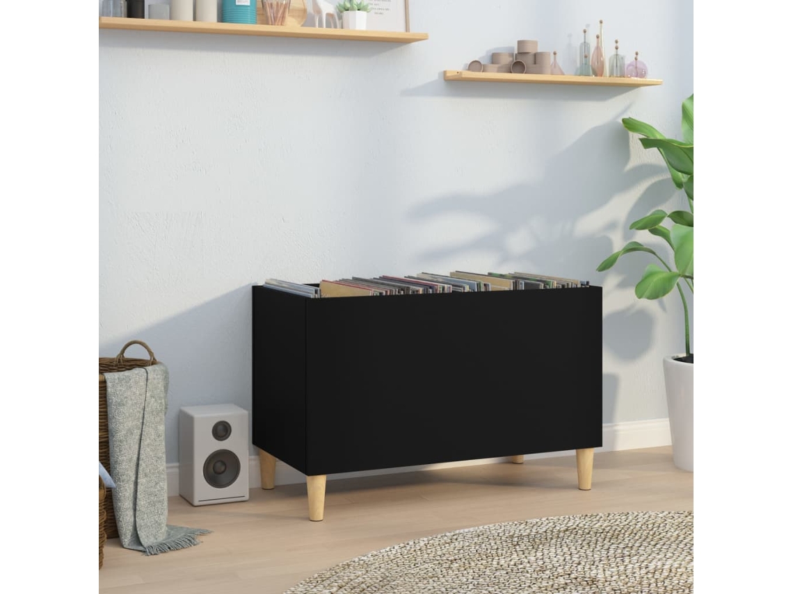 Vidaxl Armário Para Discos 74,5x38x48 Cm Derivados De Madeira Preto