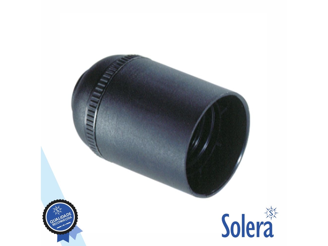 Casquilho P/ Lâmpada E27 Preto Liso P/ Cabo Solera