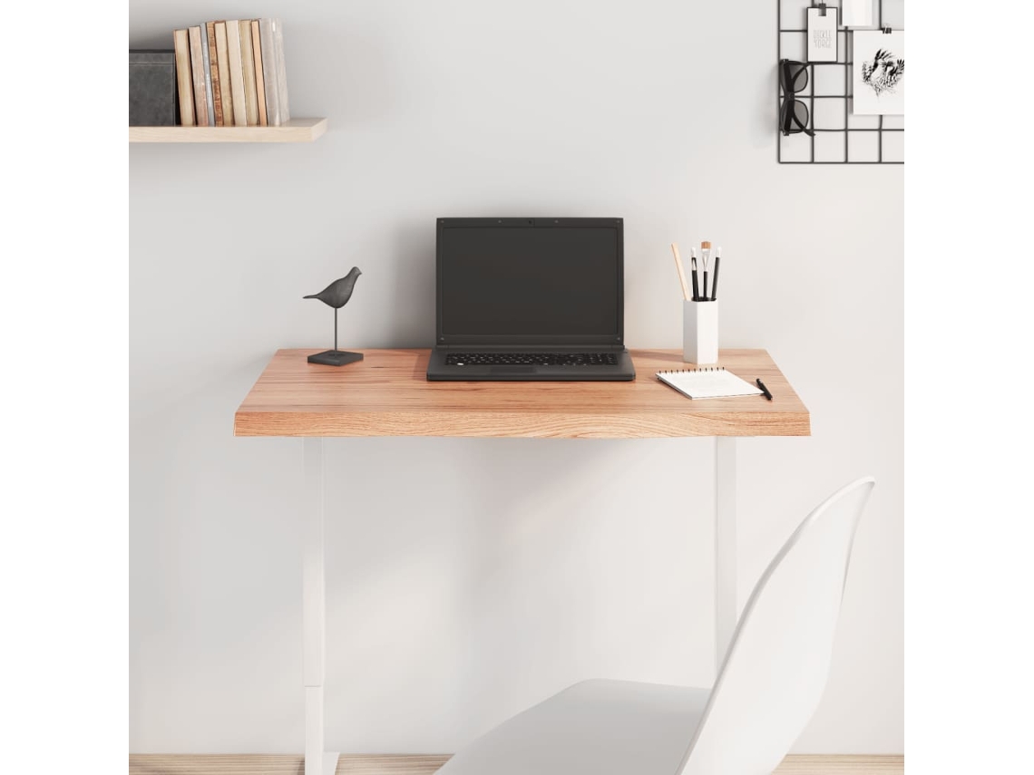 Vidaxl Tampo De Mesa 80x40x(2-4) Cm Carvalho Tratado Castanho-claro