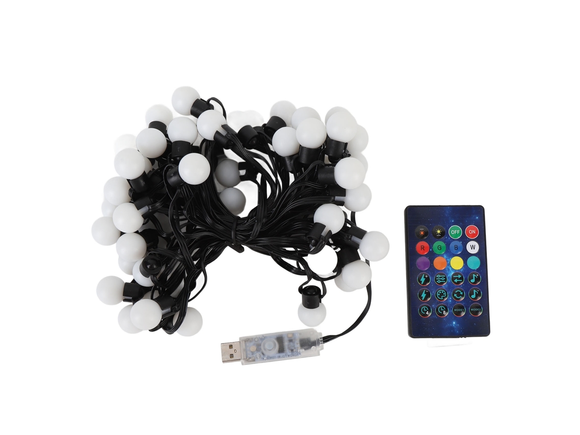 Luzes De Fio Rgb 33ft 50 Lâmpadas App Bluetooth Usb