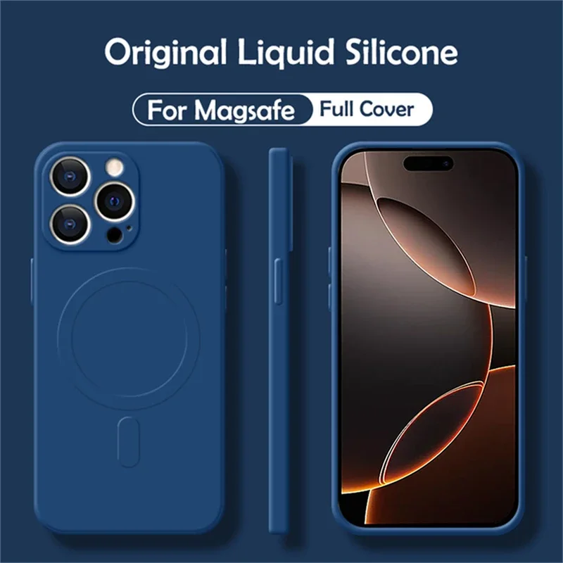 Capa Magsafe De Silicone Líquido Para Iphone 12 Mini (azul), Compatível Com Carregamento Sem Fio Magnético.