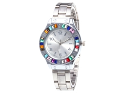Relógio de Pulso de Quartzo Fashion com Pulseira de Aço para Mulheres e Homens (prata)