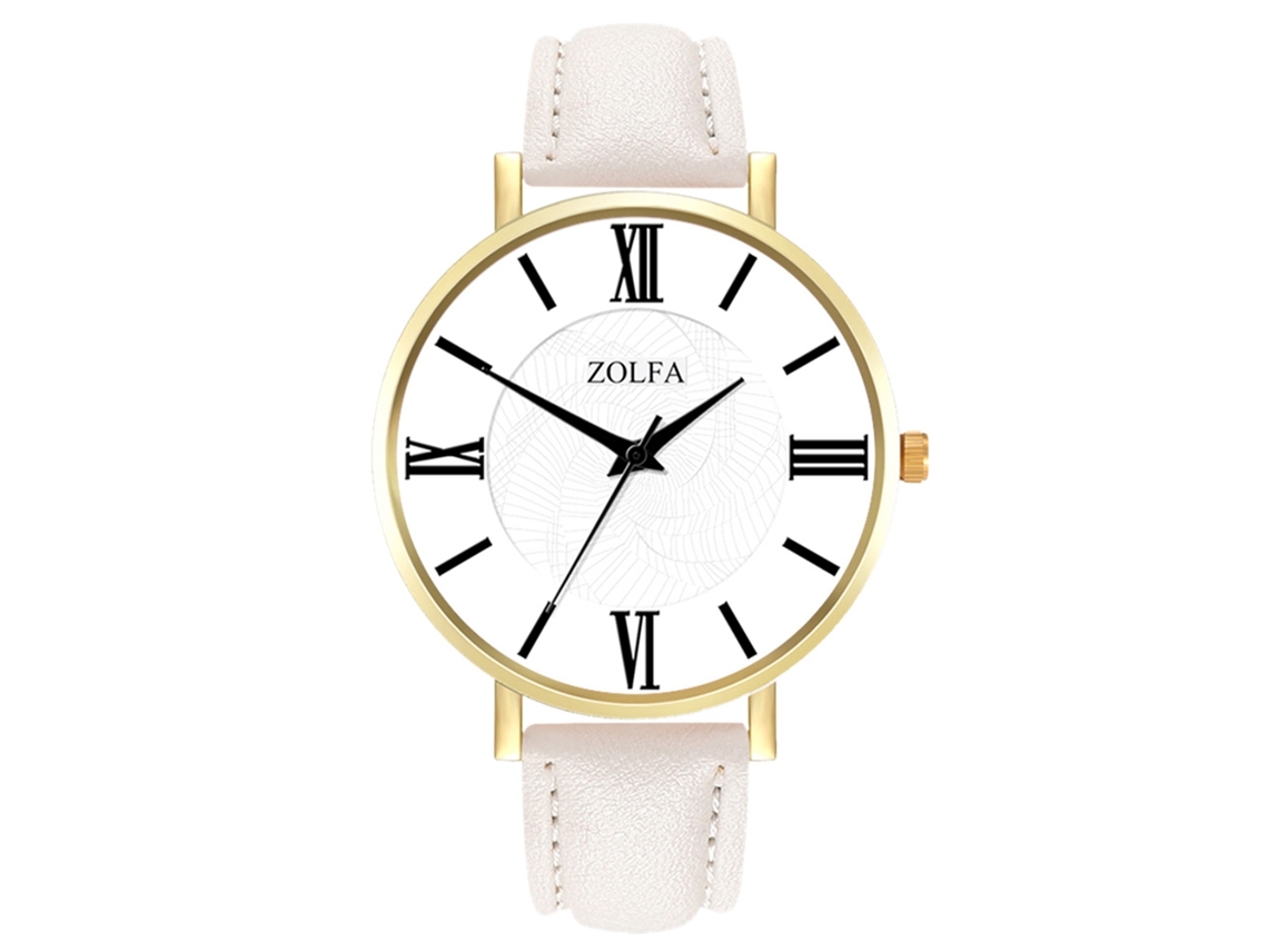 Relógio de Pulso Casal de Quartzo com Pulseira de Pu Branco Estilo Simples Elegante
