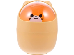 Lixeira de Mesa Pequena Nova Line com Tampinha Oscilante, Urso Cartoon, Cinza | S/MARCA
