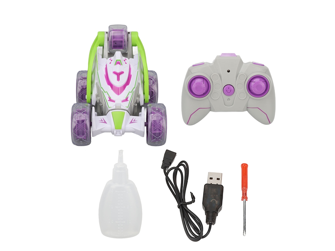 Mali carro de Controle Remoto Stunt Elétrico 2.4g com Luz e Música Carro de Corrida Infantil 3.7v Roxo