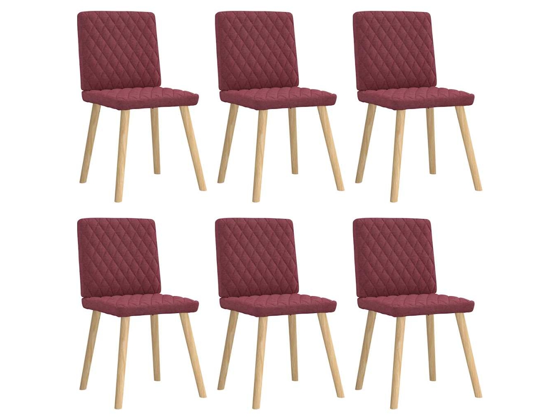 Vidaxl Cadeiras De Jantar 6 Pcs Tecido Vermelho-tinto