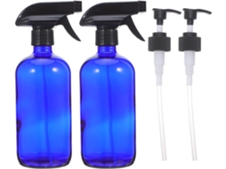 Com 2 Frascos De Spray Reutilizáveis, Leves E Portáteis, Em Vidro Azul, 500ml