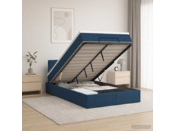 Vidaxl Cama Ottoman Com Colchão E Led Azul 120 X 200 Cm Tecido