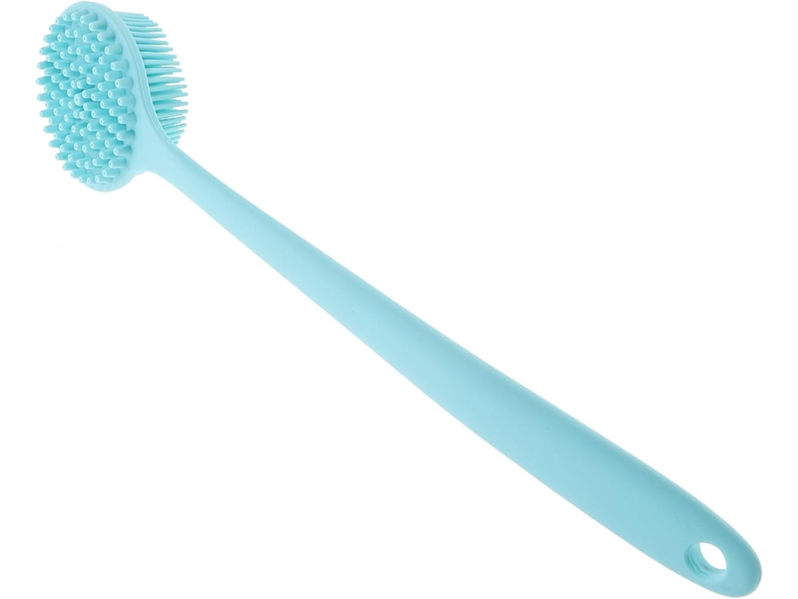Escova De Banho Azul Silicone Para Corpo, Ducha E Costas, Com Cabo Longo E Alça Para Pendurar, Facilitando O