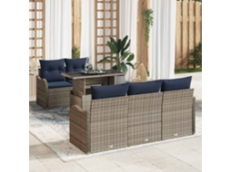 Vidaxl Conjunto De Sofá De Jardim 6 Unid. Cinza E Azul Marinho Vime Pe