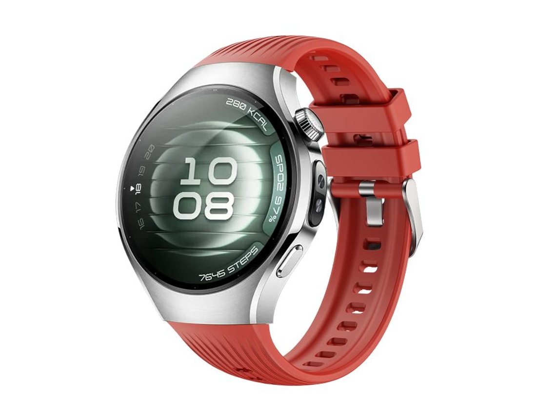 Bracelete para Huawei Watch 5 Silicone Vertical com Fivela de Aço Prate Vermelha XIAOMOYU (42mm)