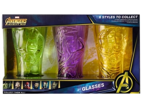 Conjunto 3 Copos Marvel Avengers 495Ml Hulk Groot Thor