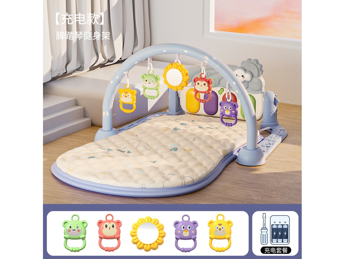 Andador com Piano de Pedal para Bebês, Óculos de Ginástica Azul Recarregáveis YUNZII